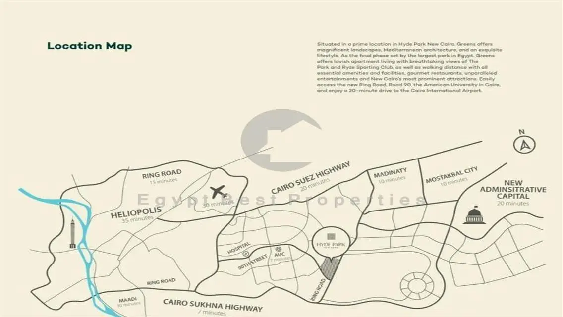 شقة غرفتين + جاردن للبيع في Hyde park