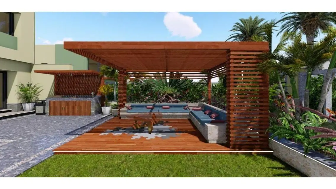 first use corner with fountain and jaccuzi modern