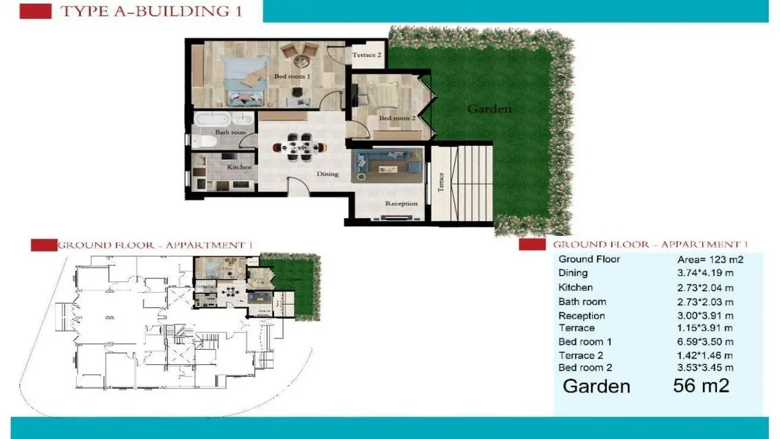 Apartment in Compound Ground floor with garden