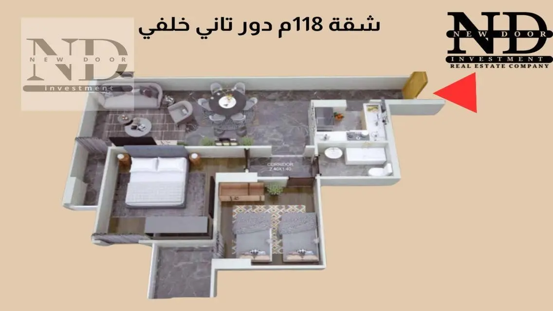 شقة 118م دور5 امتداد حسن مأمون بالتقسيط 4 سنوات