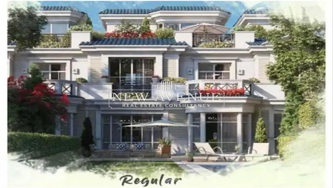 townhouse overlooking water features with installments