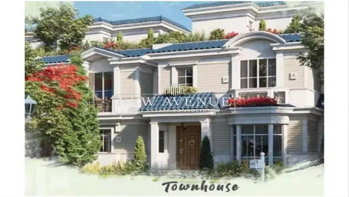 townhouse overlooking water features with installments