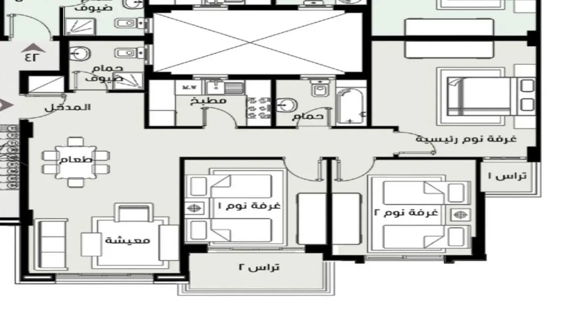 شقة للبيع فى مدينتى 109متر منطقه B14 بأقل إجمالي