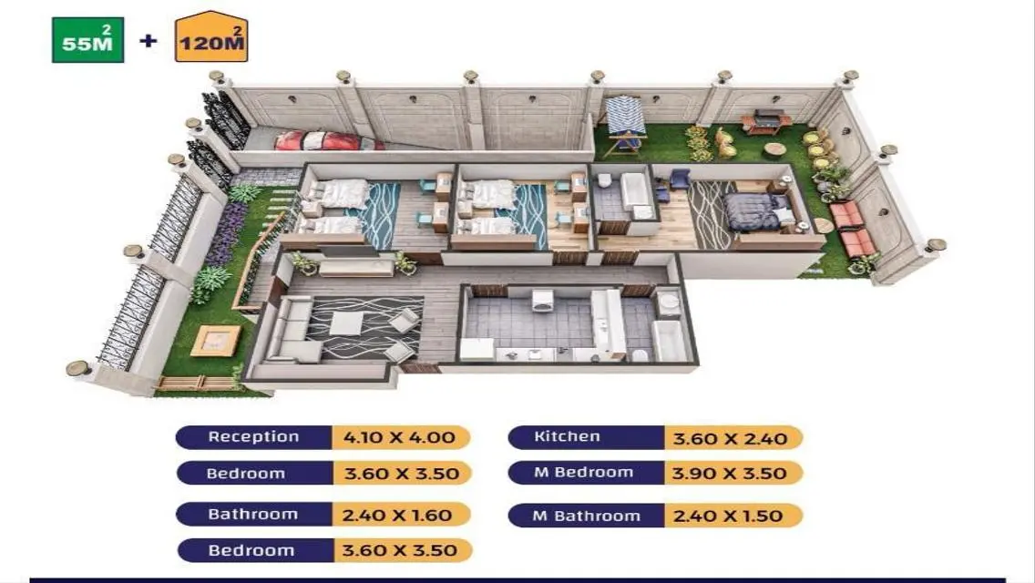 Luxury Apartment for Rent - 120 sqm in the City Center