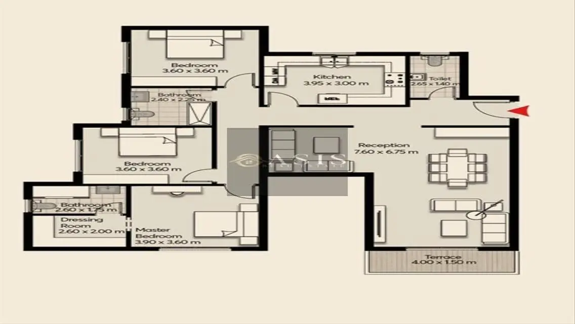 Apartment in Marville Oasis with Balcony