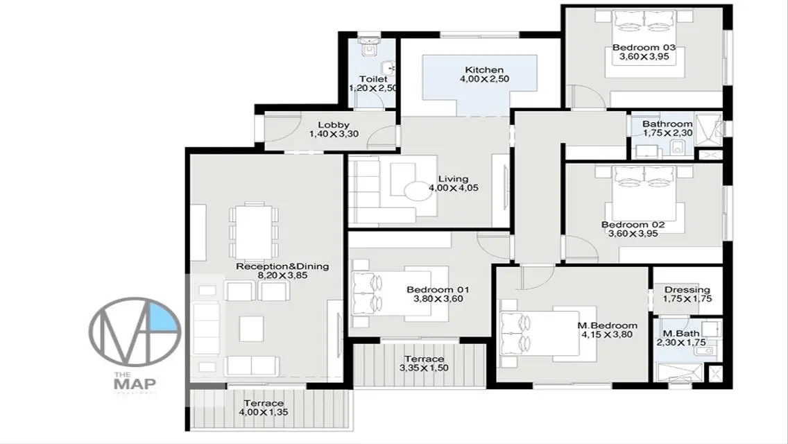 Luxury Apartment 842m² with Balcony and Shared Pool