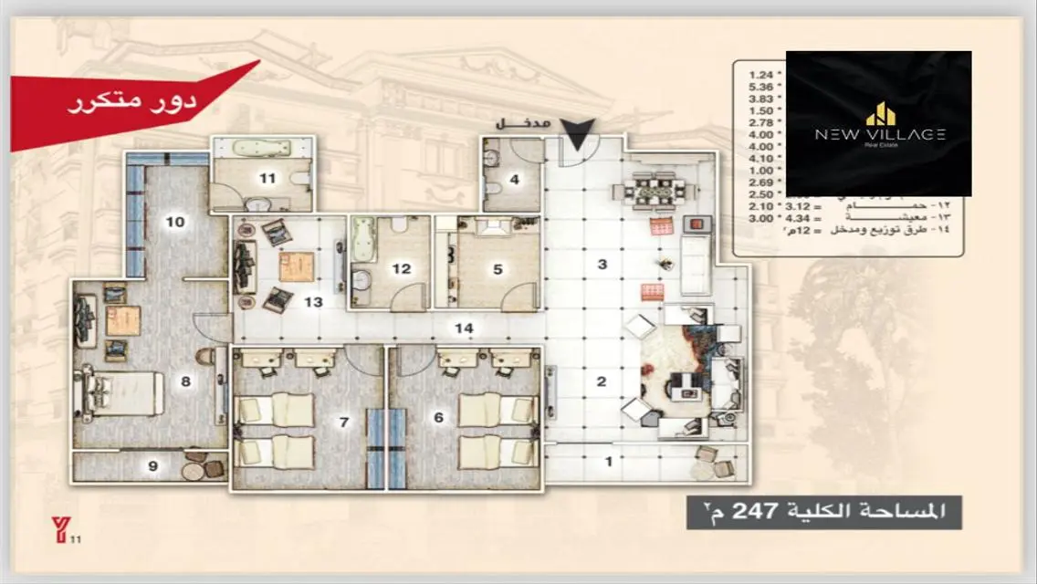 247 m² Apartment for Sale in Fifth Settlement - New Cairo