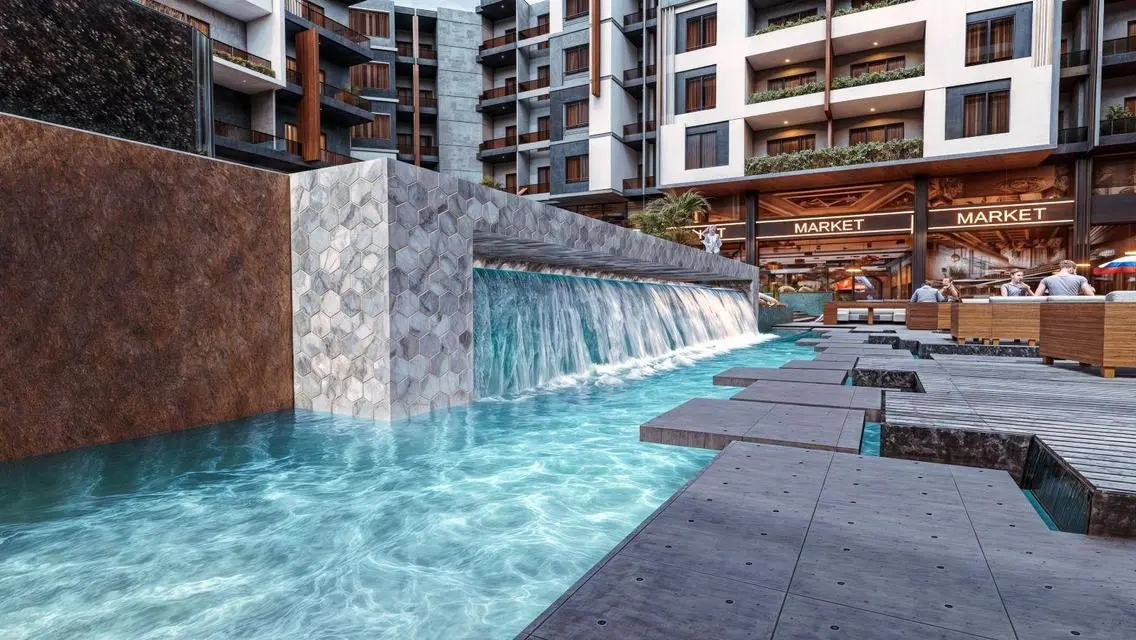 Luxury Apartment with Balcony and Pool Overlooking Lakes