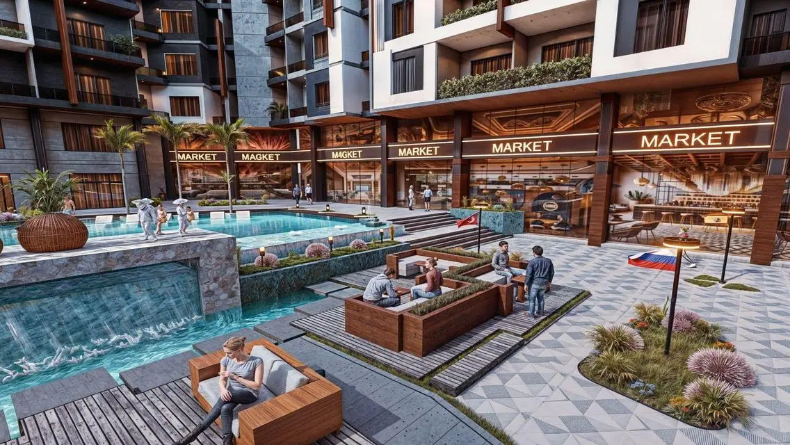 Luxury Apartment with Balcony and Pool Overlooking Lakes