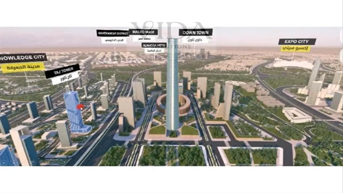 محل ارضى واجهه على البرج الايقونى على محور بن زايد
