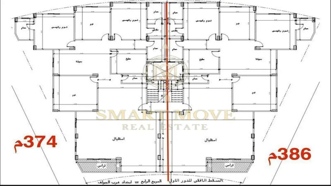 شقة فاخرة 4 غرف نوم مع شرفة وحارس أمن