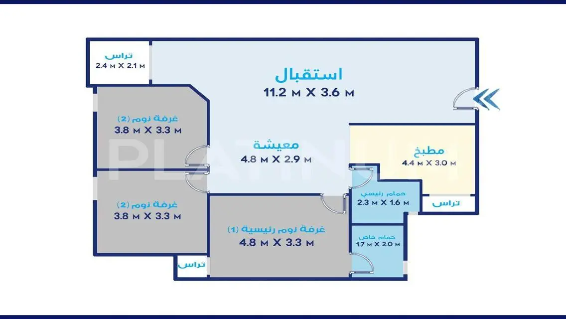شقة للبيع 169 م سموحة  كومباوند  العروبه سكاي لاين